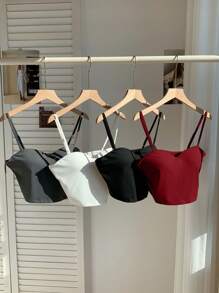 Comfortcana Set de 4 camisolas/tops con sujetador incorporado y acolchado, aptas para uso en verano