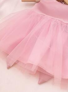 SHEIN 2 件套新生儿女童珍珠风格连衣裙配玫瑰花头带婴儿拍照服装婴儿 1 个月 100 天拍照服装