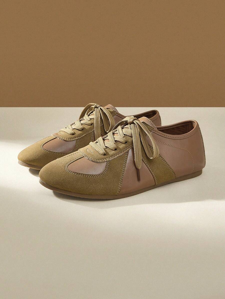 CUCCOO EASI Giày thể thao nữ thời trang thoải mái giản dị thiết kế tối giản - Màu Khaki - Xem 1