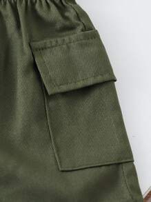 SHEIN Playful Pals 男婴休闲户外套装，前开领衬衫，印有可爱动物和口号，裤子带口袋，包括渔夫帽