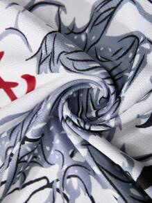 ROMWE MEN Men's Anime Street Style American Dragon Scale Basketball Jersey - White - View 5