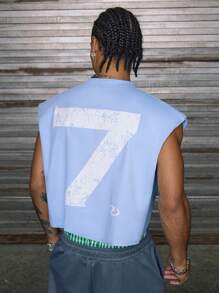 AXEPEAK Camiseta sin mangas de cuello redondo suelta y estampada, inspirada en el estilo urbano, surtido de tallas para hombre