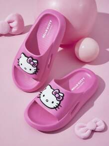 HELLO KITTY AND FRIENDS | SHEIN Pink Cartoon Girl Children's Slippers, EVA Material Lightweight Non-Slip, Toe Protection, Waterproof, Suitable For Indoor, Shower Or Beach Use, Toddler & Little Kid Sizes,Summer Outfits, Spring Outfits,Beach, Vacation - Pink - View 9