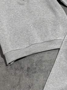 秋季年轻男孩字母印花长袖休闲运动衫和裤子宽松套装 - 灰色 - 查看 8