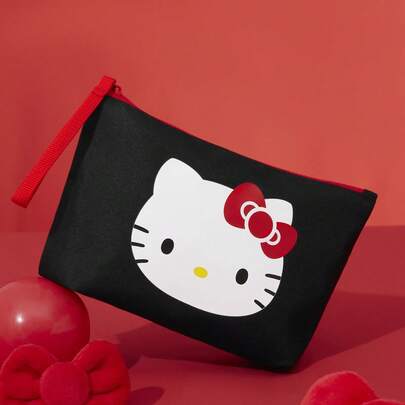 HELLO KITTY AND FRIENDS | SHEIN 1个可爱卡通印花轻便化妆包，非常适合收纳化妆品、文具、日用品、数码产品等，通勤、上学、旅行皆宜，男女老少皆可佩戴，猫咪图案