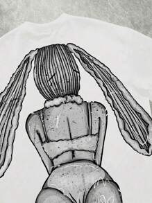 Manfinity Roghcode OEM 宽松全印花T恤（宽领） - 白色 - 查看 2