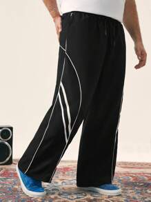 Manfinity VCAY Plus Size Men's Casual Loose Woven Long Pants - Black - View 4