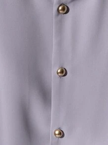 Franclia Bộ 2 áo sơ mi dài tay cổ tròn thanh lịch dành cho nữ kèm quần dài cài nút và quần âu thường ngày trang phục thường ngày mùa xuân cho trường đại học vải mùa thu dành cho nữ - Xám - Xem 5