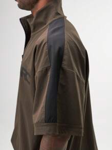 ARC Activewear Full Zip Sweater Jacket Performance Top Gym Workout Long Sleeve Track Suit - Brown - View 6