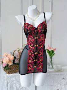 SHEIN Set de 2 camisones con parches de encaje y espalda descubierta, sexys - Multicolor - Ver 6