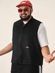 Manfinity VCAY Men's Plus Size Casual Black Knit Vest, For Autumn And Winter, Fashion Going Out Flannel Vest, For Friends, Husband, Boyfriend Gifts - Black - View 5