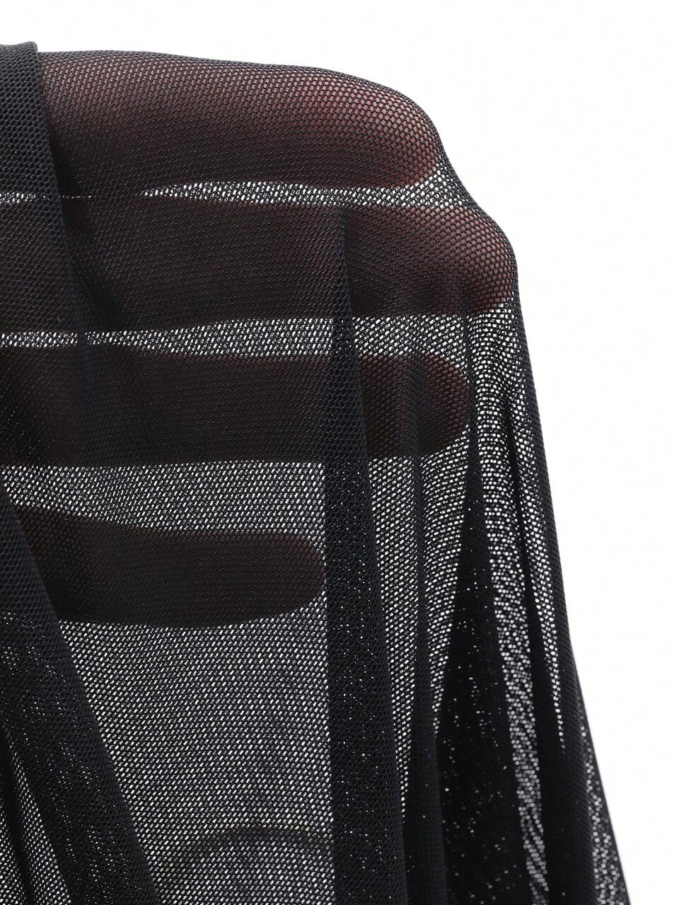 Women Backless Contrast Lace Long Sleeve Fitted Cropped T-Shirt For Banquet, Back To School Event