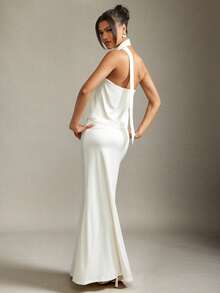 Hauture Conjunto de top bandeaux sin tirantes y falda larga de estilo informal y oficina de verano sexy