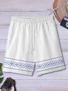 Manfinity RSRT Bộ đồ nam áo sơ mi tay ngắn in họa tiết có nút phía trước và quần short có túi - Nhiều màu - Xem 6