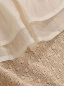 DAZY 修身女式不对称荷叶边下摆露肩T恤拼接面料夏季短款上衣女式外出上衣 - 橘色 - 查看 10