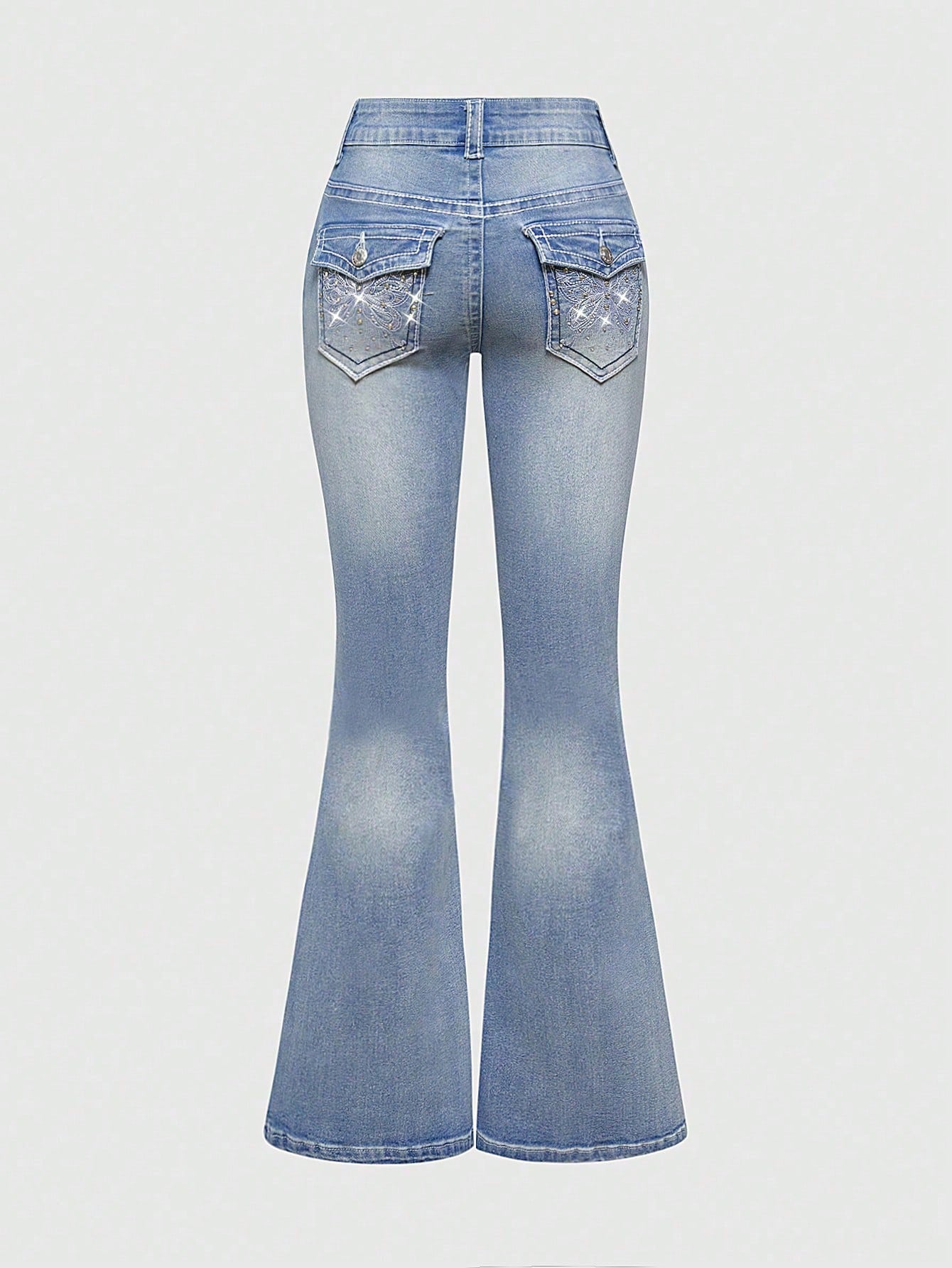 Our J-Fashion Y2K Low Rise Vintage Crystal Embroidered Butterfly