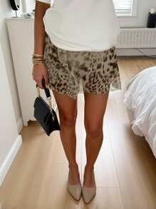 INAWLY Women's Leopard Print Ruffle Trim Sheer Skirt, Summer - Multicolor - View 1