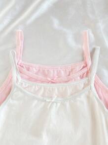 2件套少女纯色蝴蝶结吊带背心和三角短裤套装 - 彩色 - 查看 5