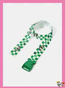 THE POWERPUFF GIRLS X SHEIN 1 件女士格纹针织腰带，款式可爱，适合日常佩戴 - 綠色 - 查看 2