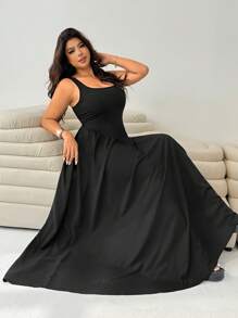 Solflare 大码无袖长款秋千连衣裙 - 黑色 - 查看 5