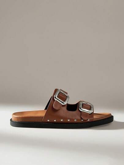 Solecia Women's Double Buckle Thick Soled Sandals