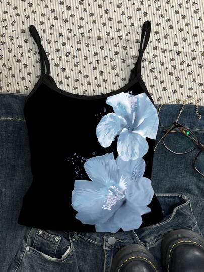 SHEIN Teens Girls Casual Minimalist Cami Bodysuit, Summer Tops