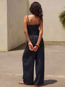 DAZY Casual Street Fashion Minimalist Outdoor Women Denim Jumpsuits - Blue - View 3