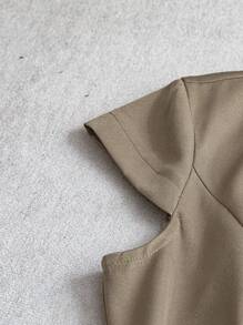 SHEIN Clasi 无袖时尚优雅女士日常西装外套 - 卡其色 - 查看 3