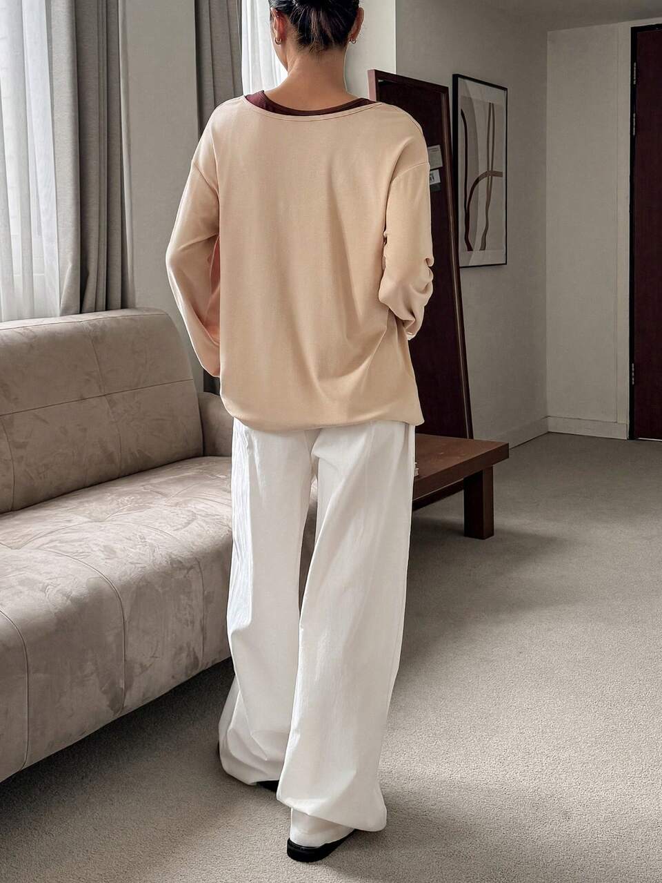 3pcs Minimalist Solid Color Vest, Loose Tunic And Long Pants Loungewear Set For Women, Fall Clothes Pajama