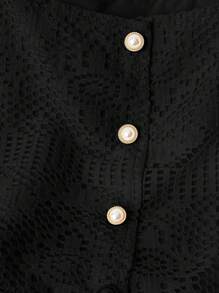 GlowEve Bộ 2 món áo thun Jacquard hở thanh lịch và áo vest, trang phục thường ngày của người dân đảo ngày lễ - màu đen - Xem 5
