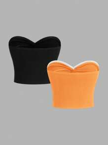 SHEIN MOD Top tubo de punto acanalado con nudo delantero para el verano - Multicolor - Ver 2
