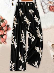 SHEIN LUNE Pantaloni casual e morbidi da donna con stampa floreale, stile vacanza