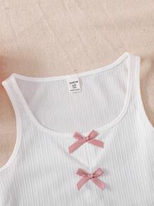 SHEIN Top de tirantes informal con decoración de lazo para niñas preadolescentes