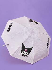 HELLO KITTY AND FRIENDS | SHEIN 1 把可爱卡通图案手动五折晴雨伞，黑胶防晒涂层，50+ UV 防晒效果，适合上学、上班、外出及日常使用，专为大学生、高中生及女性设计 - 淡紫色 - 查看 2
