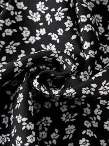 女童花卉荷叶边领口系带泡泡袖七分阔腿连体裤