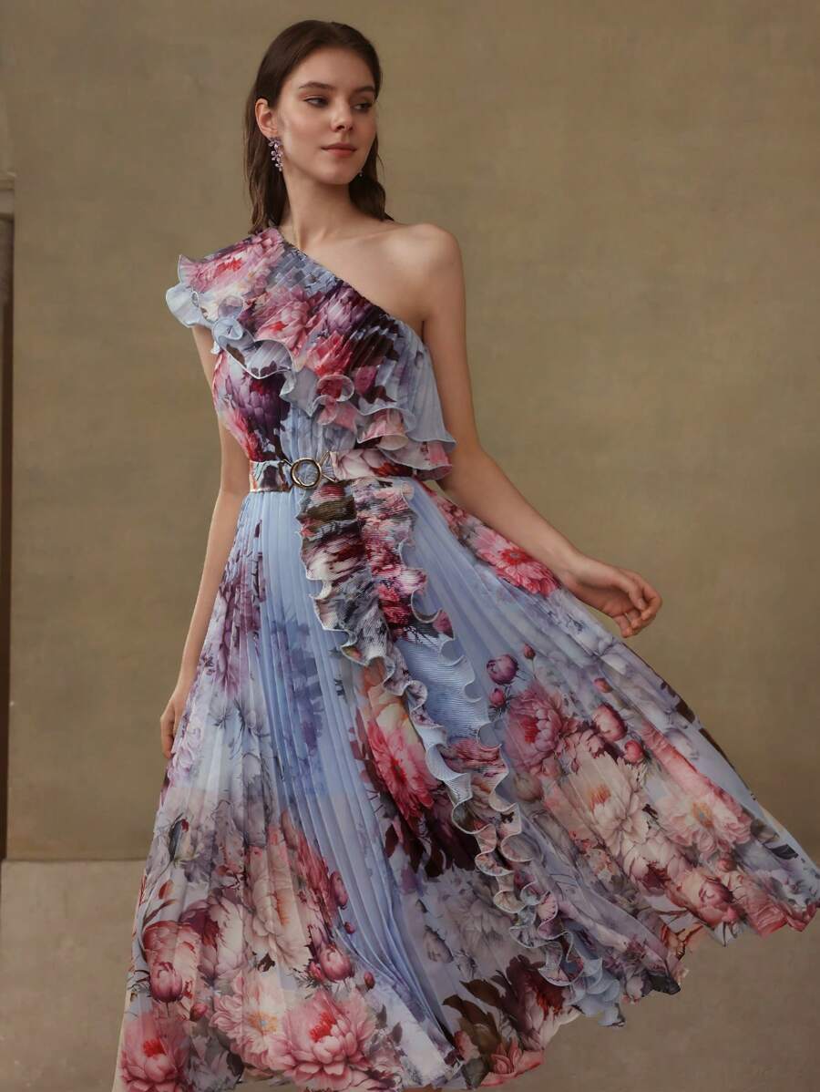 MOTF PREMIUM ROBE IMPRIMÉE FLORALE PLISSÉE