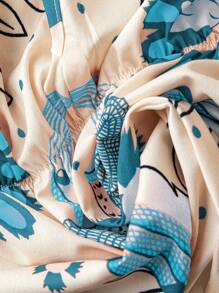 Flirla 波西米亚风印花沙滩吊带连衣裙 - 藍色 - 查看 5