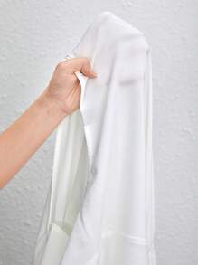 SHEIN Privé Váy midi buộc dây xếp ly màu trắng thanh lịch, thích hợp khi đi làm, du lịch, mua sắm - trắng - Xem 10