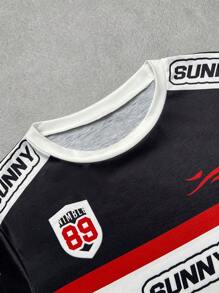 SHEIN 2pcs/Set Teenage Boys' Casual Streetwear Race Car Graphic Tee And Shorts Set, Comfortable Everyday Wear, Suitable For Commute, School, Vacation, Sports, Spring/Summer - Multicolor - View 3