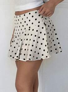 SHEIN EZwear 女士缎面波点印花低腰迷你裙