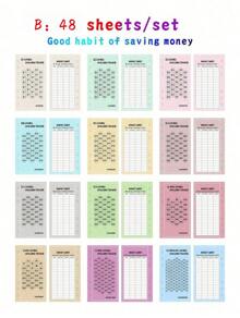 [12sheets/48sheets/Set-120sheets/Set] Pink Crocodile Print Cover 6-Ring A6 Money Saving Day Challenge Dollar/Euro Tracker Loose Leaf Paper - Multicolor - View 13