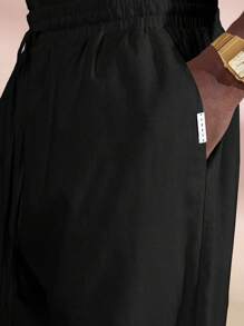 SUMWON Pantalones casuales de corte ancho y suelto con aspecto de lino, cordón, bolsillos laterales, versátiles para todas las temporadas, clásico atuendo de trabajo y ropa de calle