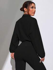 Dewbera Chaqueta deportiva con cremallera y bloqueo de color, con dobladillo con cordón, para primavera/otoño - Beis - Ver 2