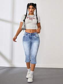SHEIN Tall Women's Super Low-Rise Skinny Stretch Capri Jeans, Blue  Jean Capris For Women Women Jeans High Waist Capri Jeans Women Denim Women Capri Jeans For Women