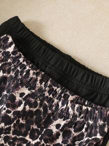 4pcs/Set Young Girl' Vacation Casual Leopard Print Match Solid Color Vest & Wide Leg Pants Outfit