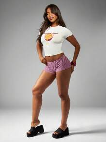 MISSGUIDED Quần short ngắn sọc cạp cao phong cách biker lễ hội mùa hè bãi biển khiêu vũ câu lạc bộ quần short cổ điển Y2K - Nhiều màu - Xem 6