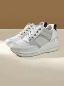 CUCCOO EASI 女士新款秋季低帮滑板运动鞋，百搭运动休闲白色硫化鞋 - 淺灰色 - 查看 8