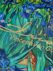 SHEIN Touch of Art Khăn choàng đầu bằng satin mềm mại, sang trọng, kích thước lớn 70*70 cm, họa tiết hoa diên vĩ màu xanh dương của Van Gogh, thích hợp làm quà tặng, dùng ngoài trời và du lịch, có thể dùng làm phụ kiện trang trí lưng, phù hợp với trang phục mùa hè, mùa xuân, đi biển, nghỉ mát, hoặc làm hoa. - Nhiều màu - Xem 5