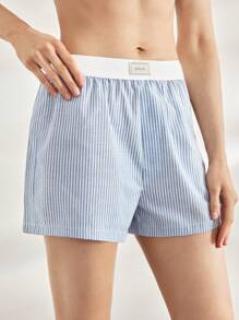 Ocili 条纹棉质舒适简约女士睡裤 - 藍色 - 查看 5