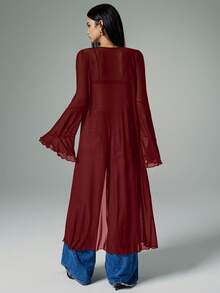 Poéselle Y2K系带网纱长袖喇叭袖口网纱哥特式上衣